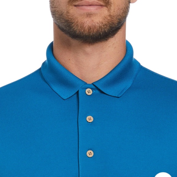 Cubavera Mykonos Blue Solid Textured Polo Large Mens - Picture 2 of 15